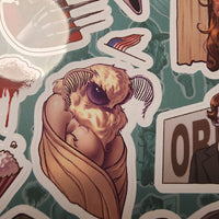 Conspiracy Occult Sticker Sheet Conspiracy Cinema Bigfoot Full Metal Jacket Jason Freddy Shining Obey Mothman