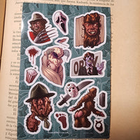 Conspiracy Occult Sticker Sheet Conspiracy Cinema Bigfoot Full Metal Jacket Jason Freddy Shining Obey Mothman Popcorn