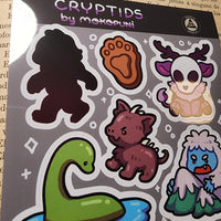 Conspiracy Occult Sticker Sheet Cryptid Wendigo Bigfoot Jersey Devil Loch Ness Monster