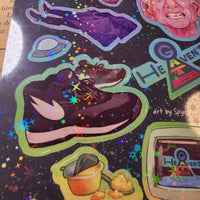 Conspiracy Occult Sticker Sheet Holographic Heavens Gate Cult Parody Computer Nike Decades