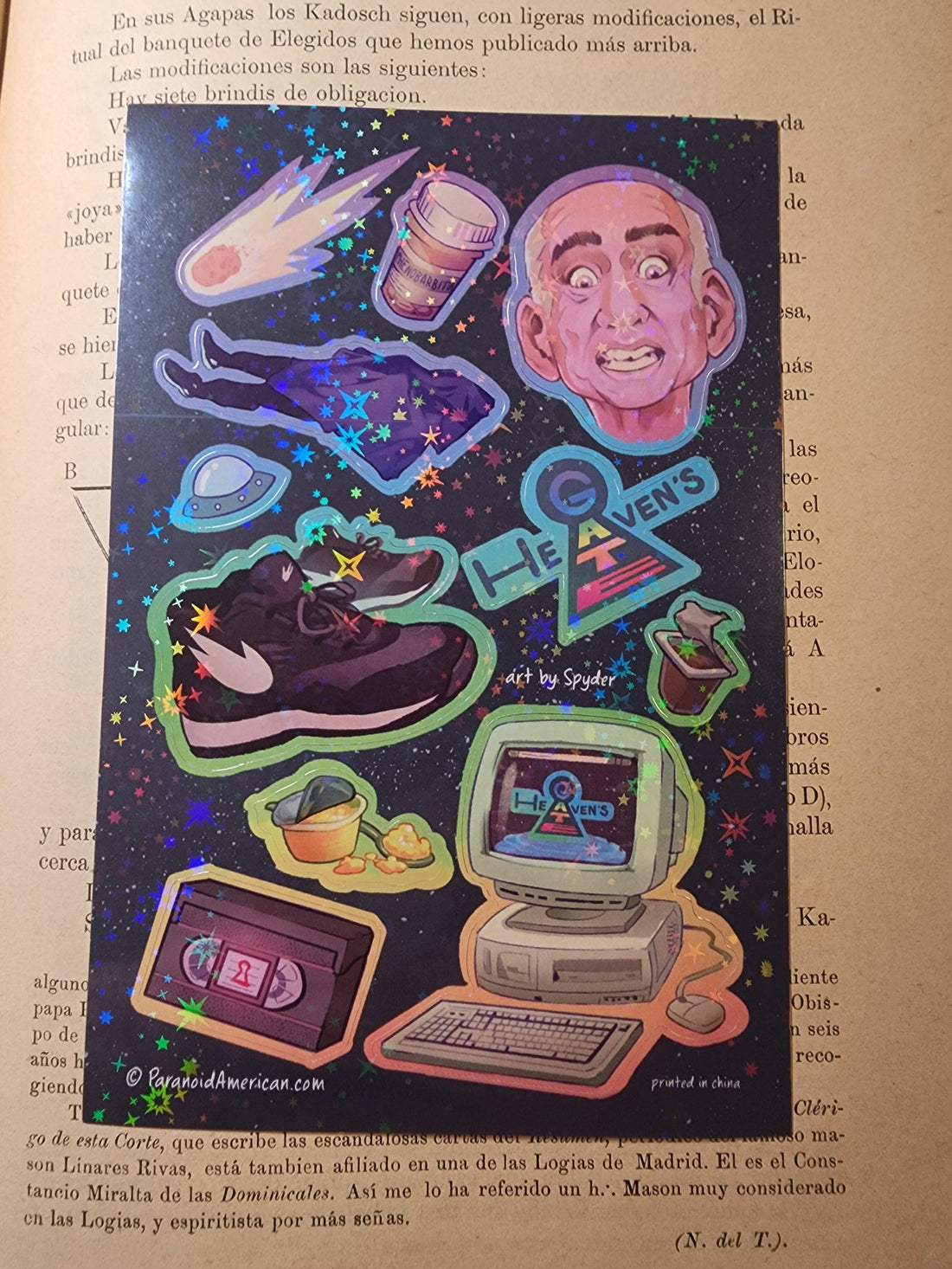 Conspiracy Occult Sticker Sheet Holographic Heavens Gate Cult Parody Computer Nike Decades Comet