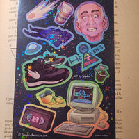 Conspiracy Occult Sticker Sheet Holographic Heavens Gate Cult Parody Computer Nike Decades Comet