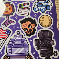 Conspiracy Occult Sticker Sheet Kubrick NASA Fake Moon Landing Hoax Astronaut
