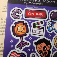Conspiracy Occult Sticker Sheet Kubrick NASA Fake Moon Landing Hoax Flag