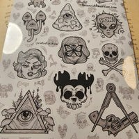 Conspiracy Occult Sticker Sheet Paranoid Patterns 322 Freemason Pizza Mushroom Tesla