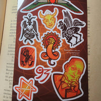 Conspiracy Occult Sticker Sheet Secret Society Aleister Crowley Liber Al Pose Secret Ritual Abraxas Gnostic Baphomet 93