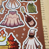 Conspiracy Occult Sticker Sheet Secret Society Bohemian Grove Cremation of Care Owl