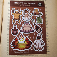 Conspiracy Occult Sticker Sheet Secret Society Bohemian Grove Cremation of Care Owl Moloch Ritual
