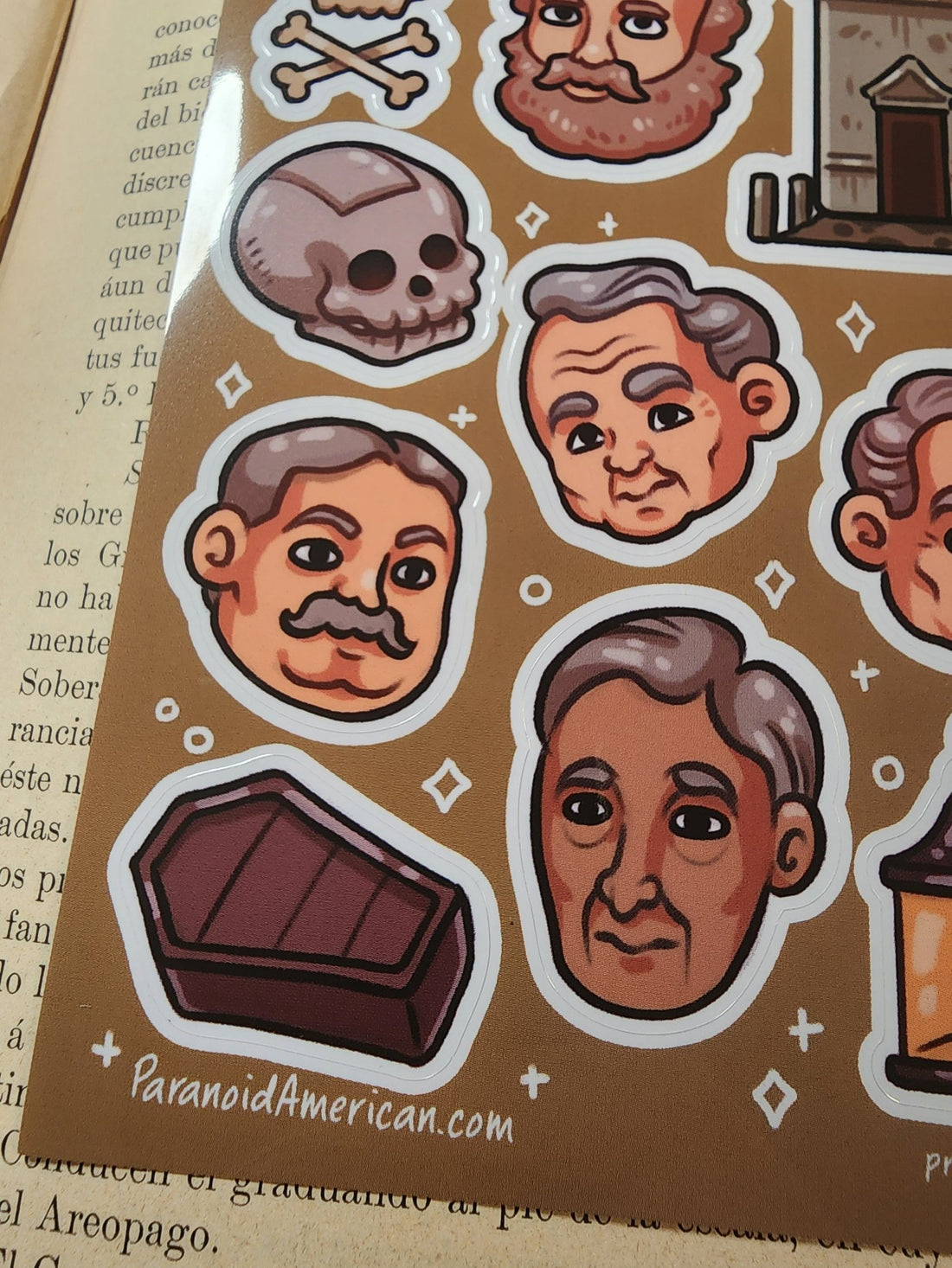 Conspiracy Occult Sticker Sheet Skull and Bones Secret Society Coffin