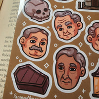 Conspiracy Occult Sticker Sheet Skull and Bones Secret Society Coffin