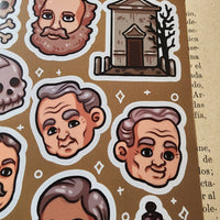 Conspiracy Occult Sticker Sheet Skull and Bones Secret Society Coffin Tomb