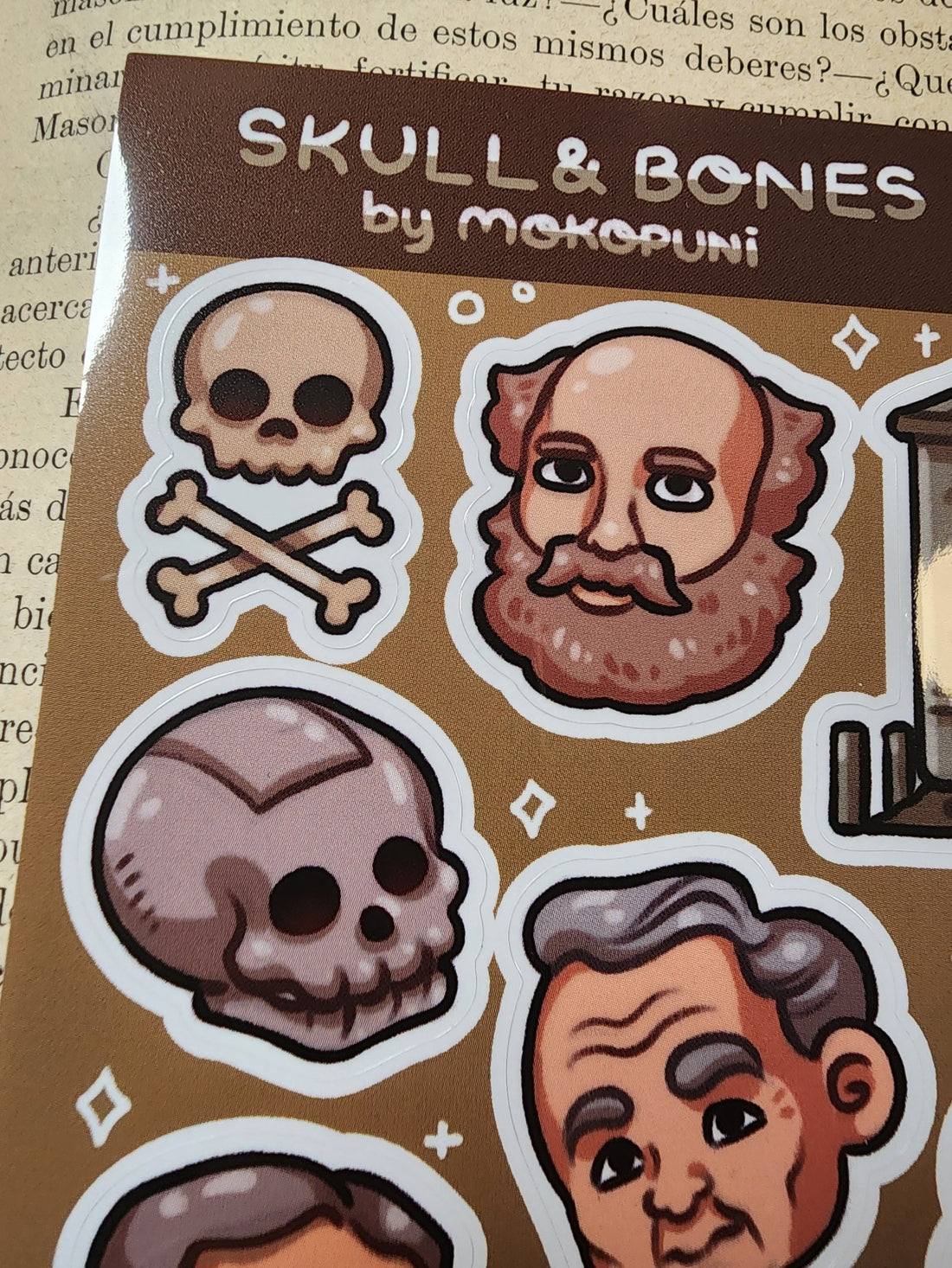 Conspiracy Occult Sticker Sheet Skull and Bones Secret Society Coffin Tomb Taft