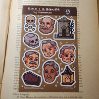 Conspiracy Occult Sticker Sheet Skull and Bones Secret Society Coffin Tomb Taft Thor