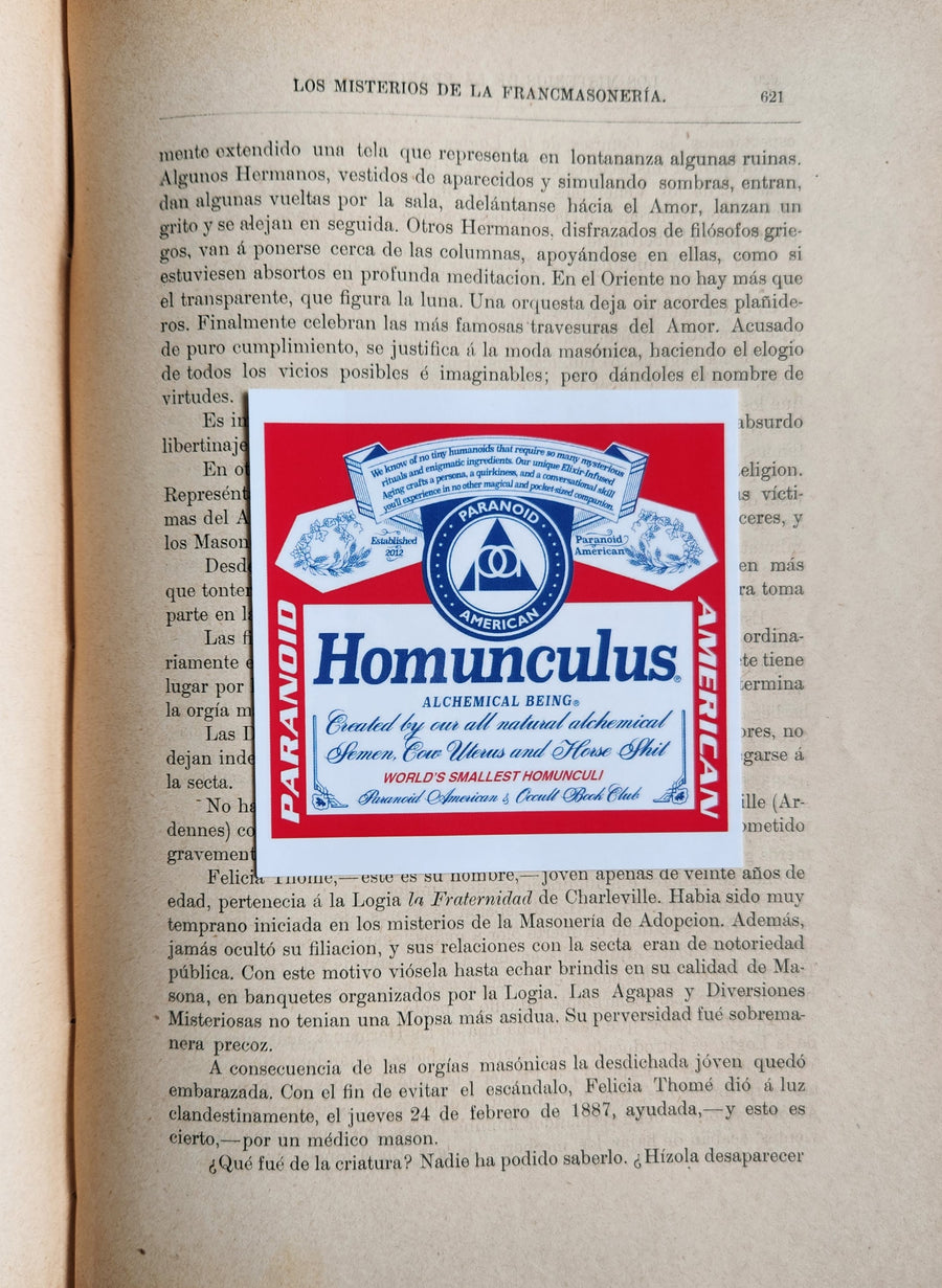 Homunculus Beer Sticker (4" sticker)