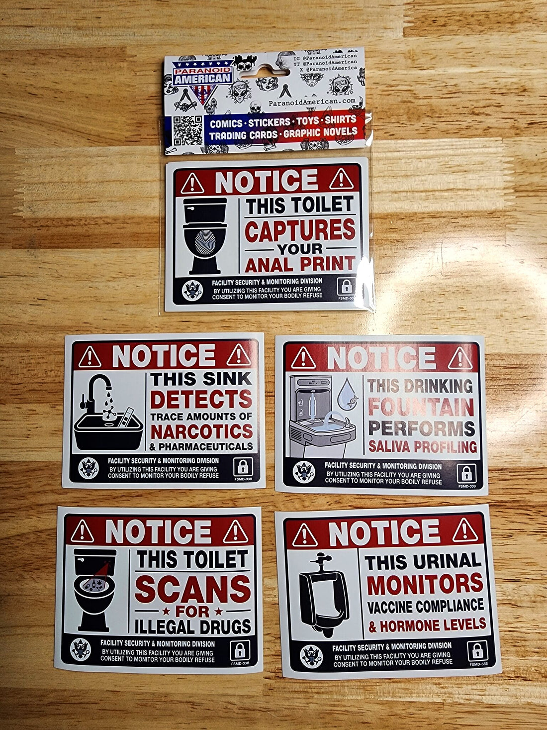 Paranoid Potty Prank Sticker Pack (5 stickers)