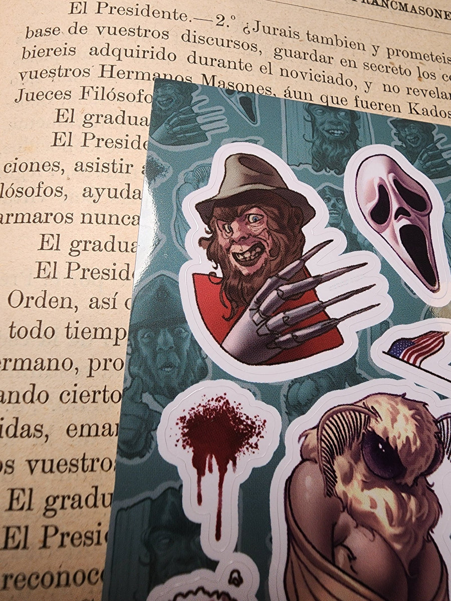 Conspiracy Occult Sticker Sheet Conspiracy Cinema Bigfoot Full Metal Jacket Jason Freddy