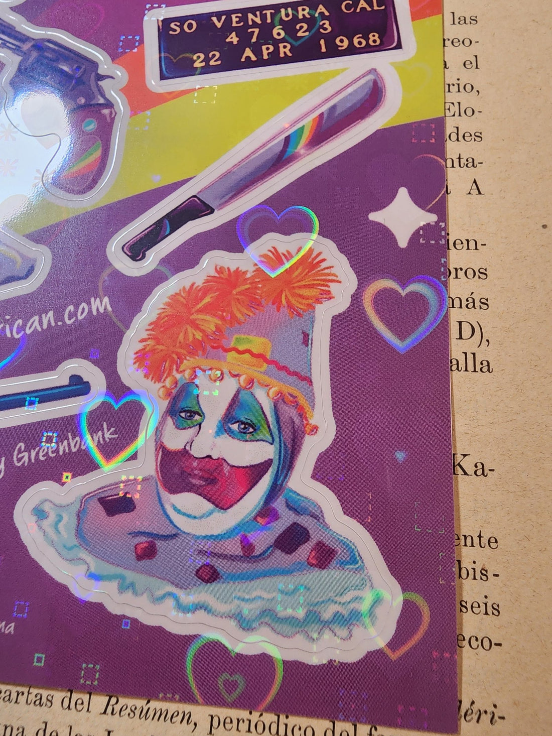 Conspiracy Occult Sticker Sheet Holofoil Cute Serial Killer Gacy Dahmer Manson Son of Sam Clown