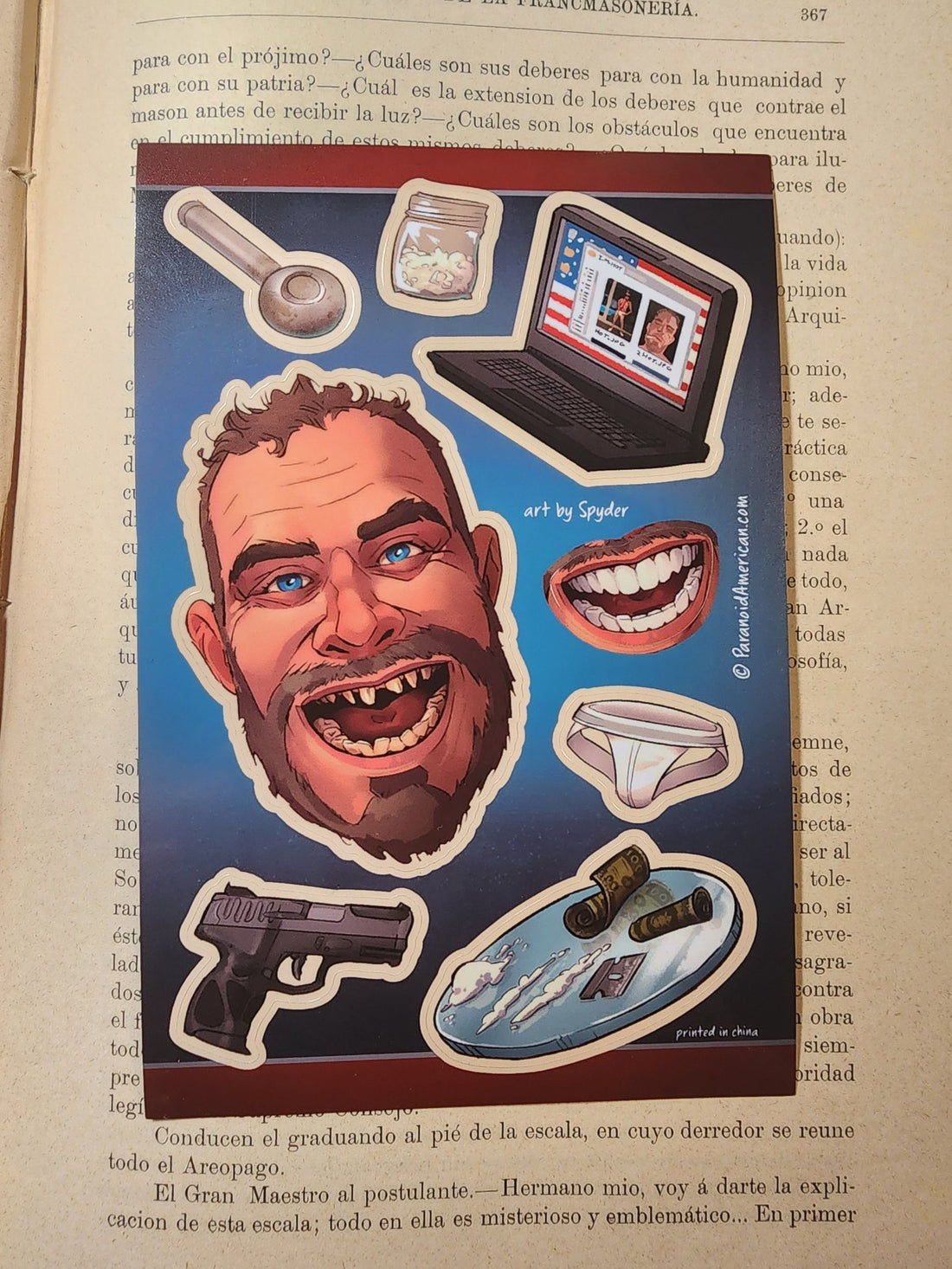 Conspiracy Occult Sticker Sheet Hunter Biden Crackhead Gun Laptop Drugs Parody Funny