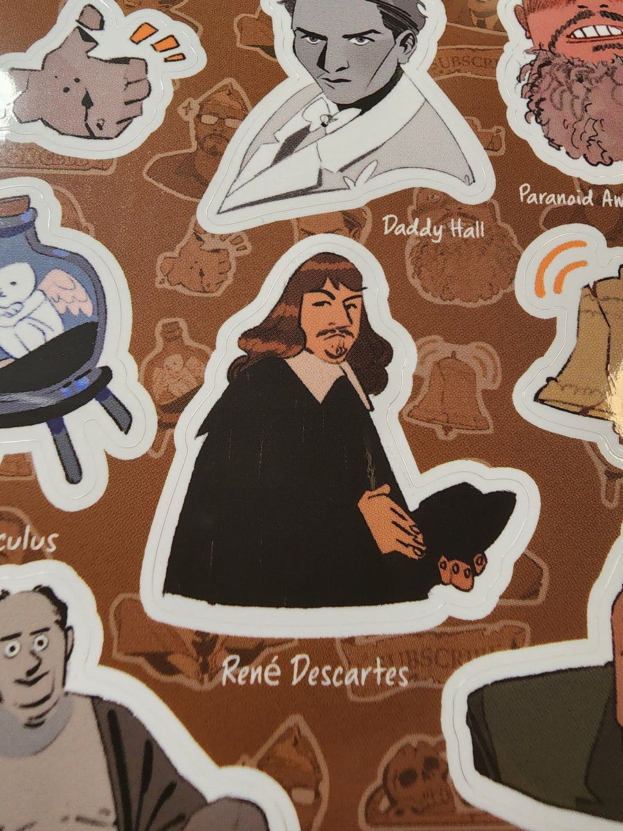 Conspiracy Occult Sticker Sheet Occult Book Club Aleister Crowley Nicholas Cage Rene Descartes
