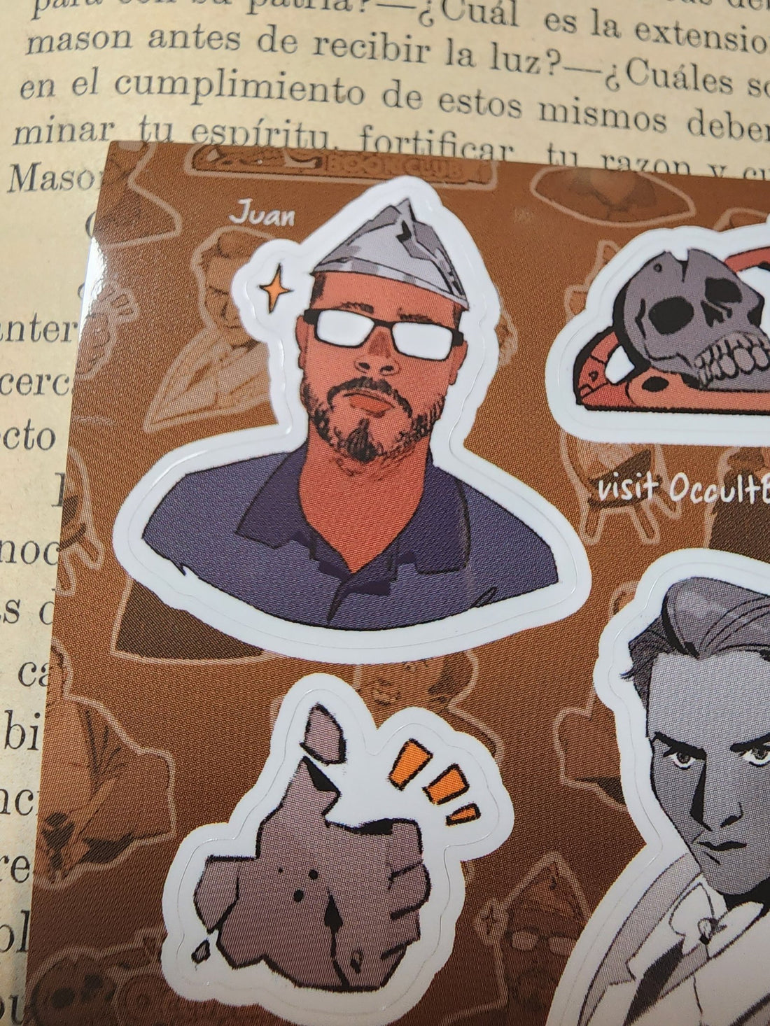 Conspiracy Occult Sticker Sheet Occult Book Club Aleister Crowley Nicholas Cage Rene Descartes Manly Palmer Hall Juan