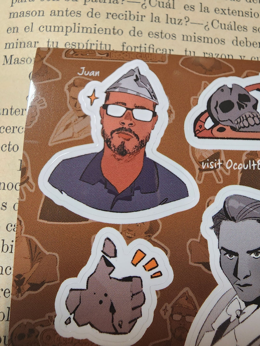 Conspiracy Occult Sticker Sheet Occult Book Club Aleister Crowley Nicholas Cage Rene Descartes Manly Palmer Hall Juan