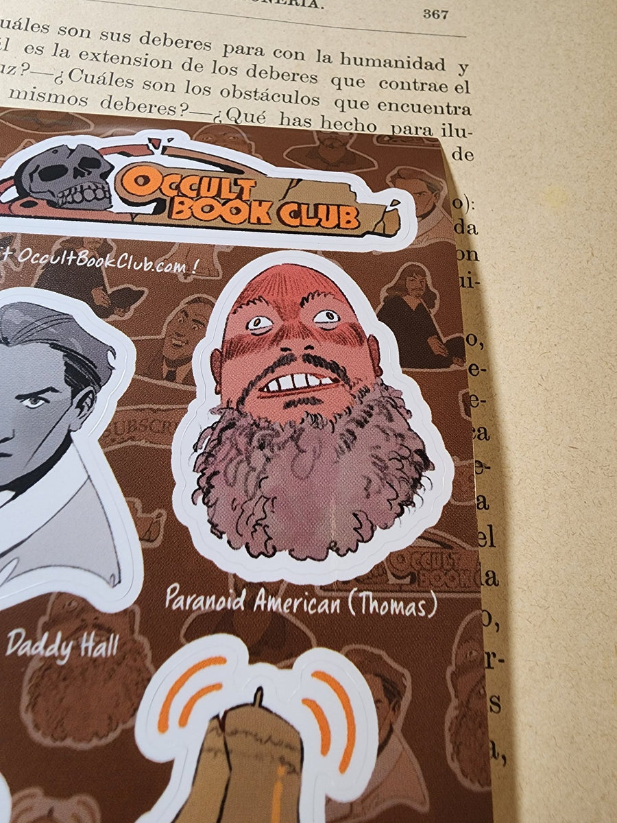 Conspiracy Occult Sticker Sheet Occult Book Club Aleister Crowley Nicholas Cage Rene Descartes Manly Palmer Hall Thomas