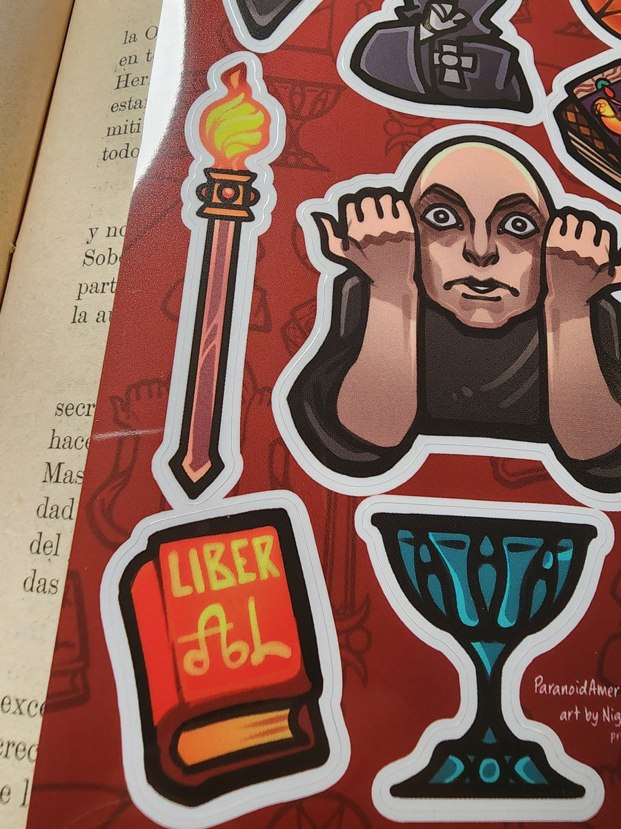 Conspiracy Occult Sticker Sheet Secret Society Aleister Crowley Liber Al