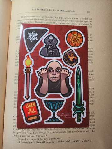 Conspiracy Occult Sticker Sheet Secret Society Aleister Crowley Liber Al Pose Secret Ritual