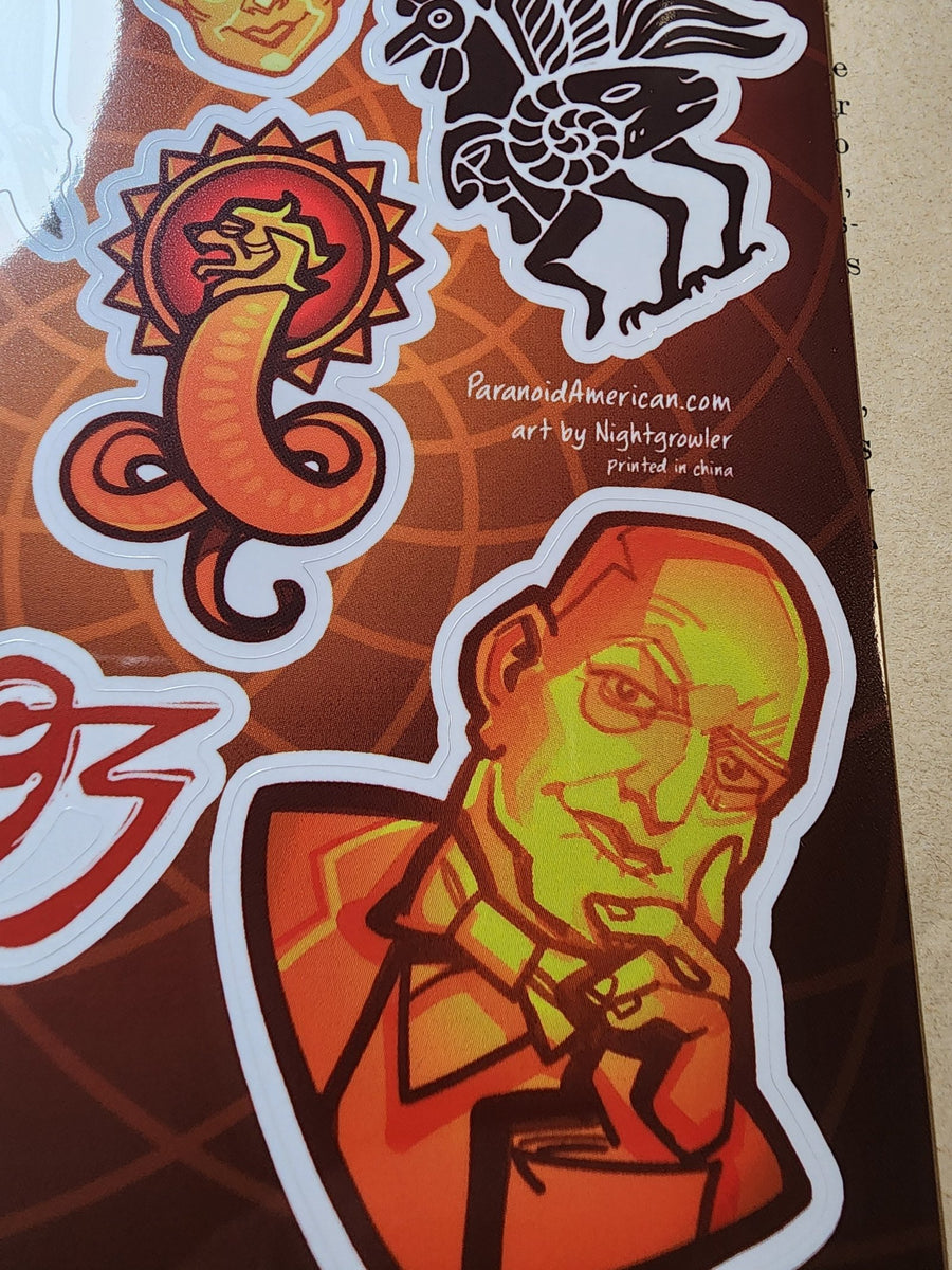Conspiracy Occult Sticker Sheet Secret Society Aleister Crowley Liber Al Pose Secret Ritual Abraxas