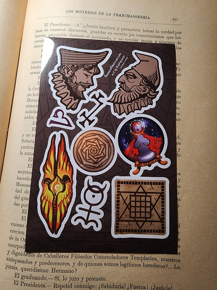 Conspiracy Occult Sticker Sheet Secret Society John Dee Edward Kelley Magic Nightgrowler Mercury