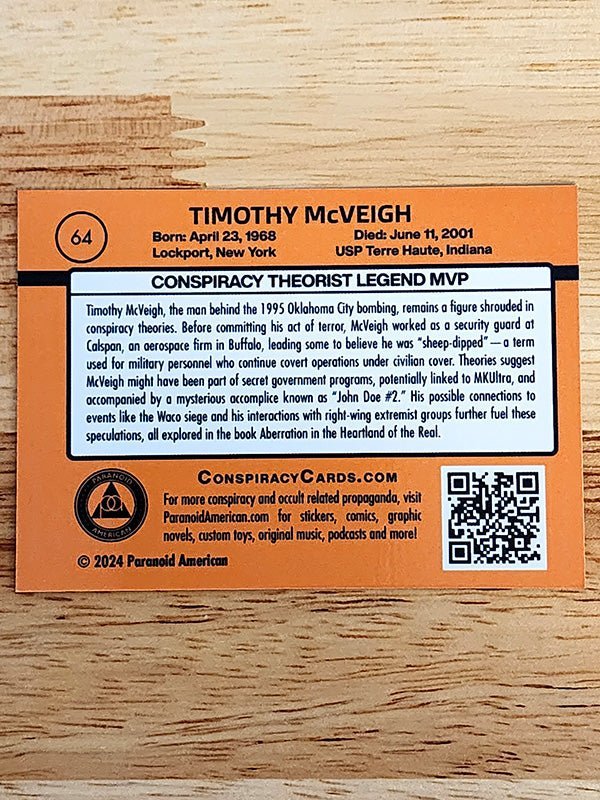 Conspiracy Trading Cards: Conspiracy Cards Pack (5 cards + 1 sticker) - Paranoid American