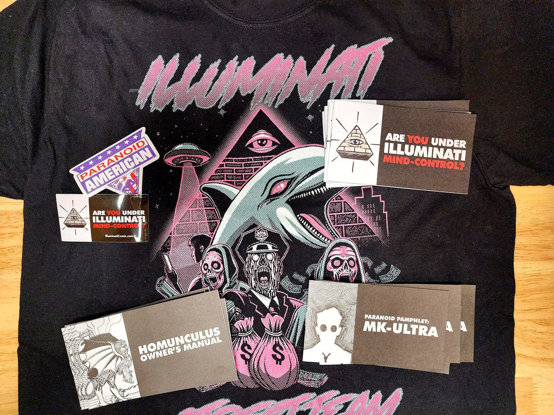 Illuminati Street Team Bundle (Exclusive Shirt + 20 Mini - comics) - Paranoid American