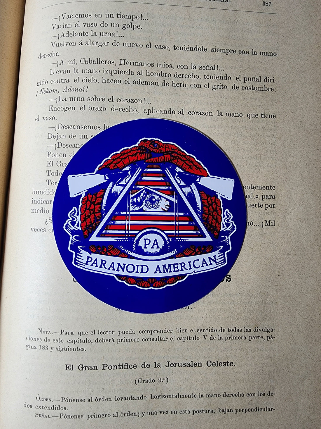 "Peeking" Logo 3.5" Conspiracy Sticker - Paranoid American